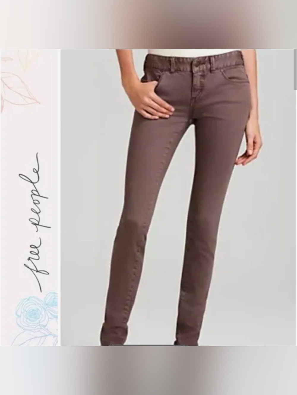 Free People Low Rise Brown Skinny Jeans - Women's Size 24 (00)
